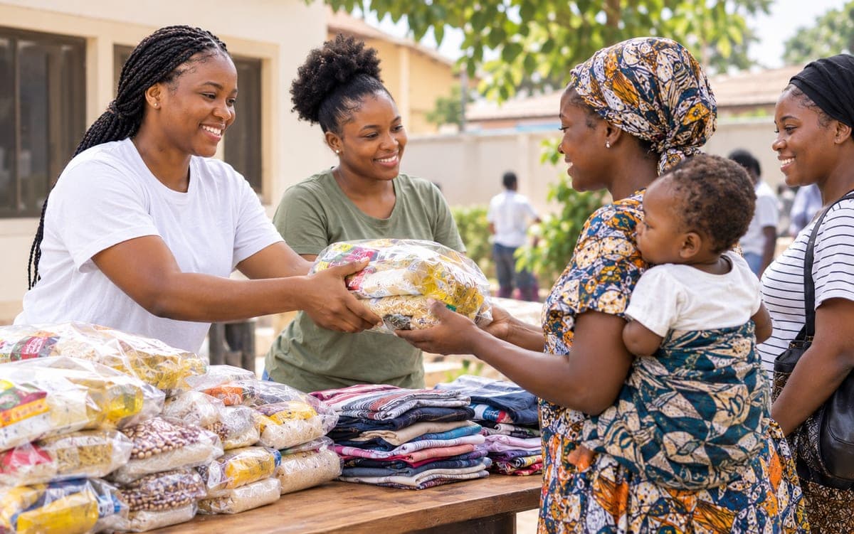 JTAH volunteers supporting a mother and child