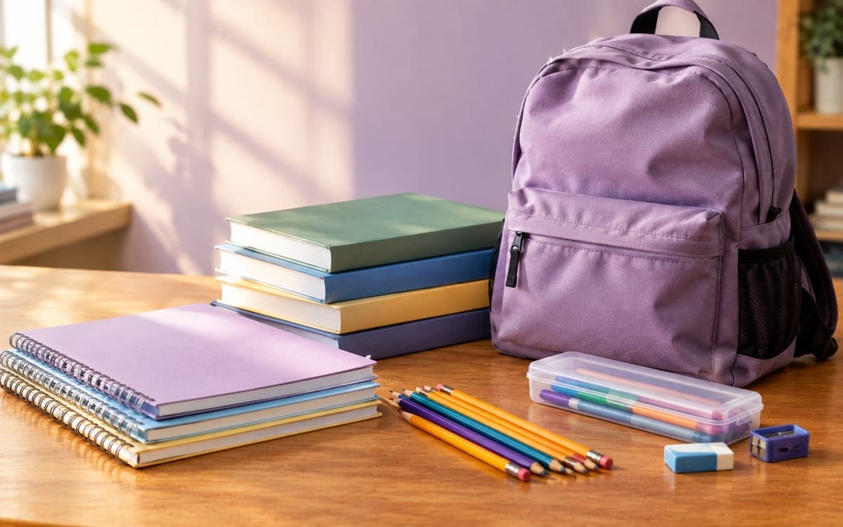 school items neatly placed